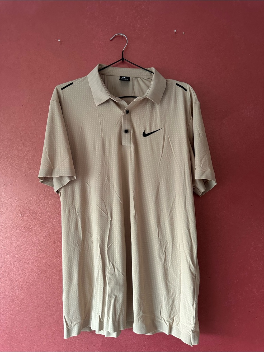 Nike Beige Polo Shirt with Black Swoosh
